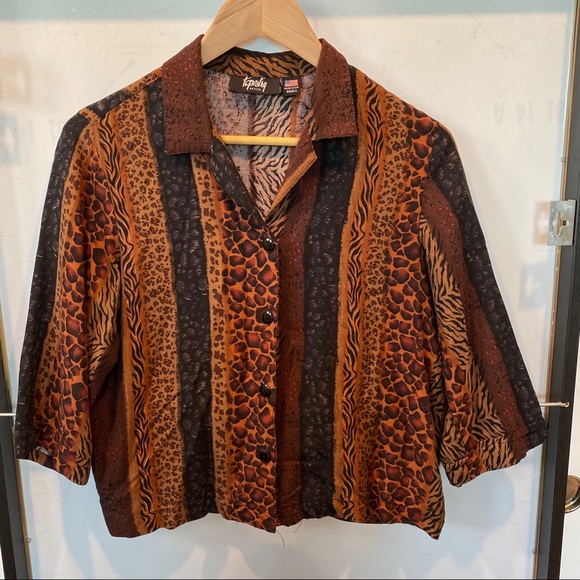 Animal Print Button Down Shirt - Picture 2 of 5